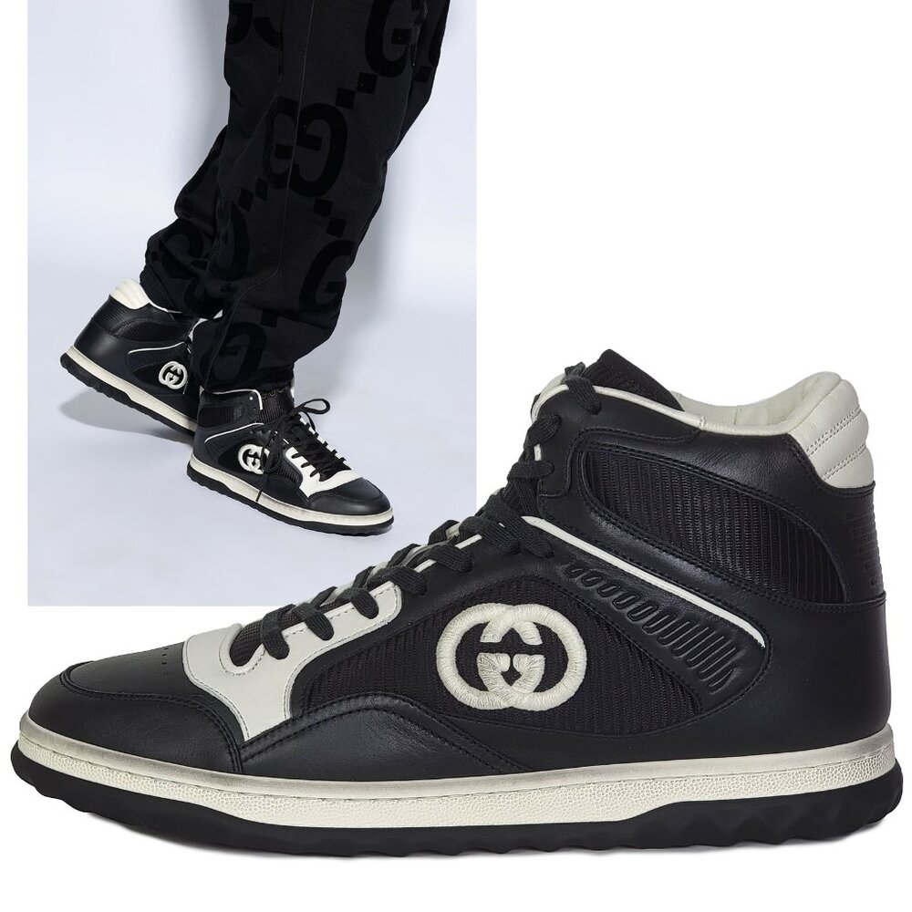 GUCCI SNEAKERS MENS MAC 80 EMBROIDERED HIGH TOP SHOES w LOGO sz 9.5 US 10